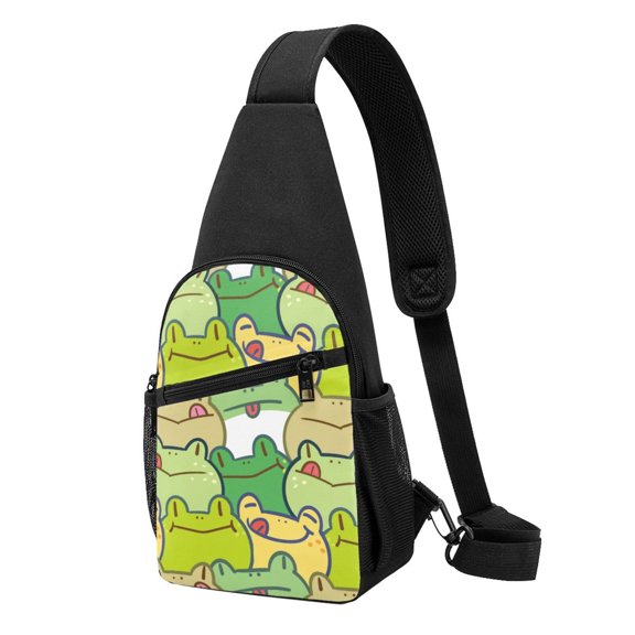 Xecao's Cartoon Frog Print Sling Bag: A Versatile Chest, Shoulder, and Crossbody Backpack for Casual Days Out, Perfect for Both Men and Women