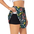 thumbnail image 1 of Xecao's Cartoon Leaf Mushroom Red for a double-layer running short for women, perfect for gym, tennis, and more, featuring a convenient pocket., 1 of 9