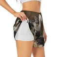 thumbnail image 1 of Xecao's Cat Family for a double-layer running short for women, perfect for gym, tennis, and more, featuring a convenient pocket., 1 of 9