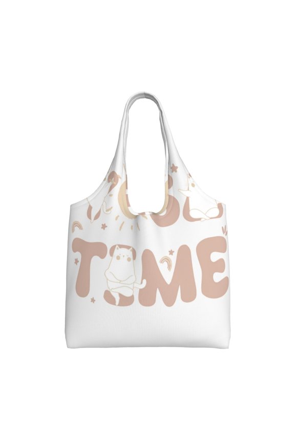 's Cat Yoga Time Canvas Tote Bag is a versatile choice for women, serving as a stylish beach bag, shopping bag,and reusable grocery bag.