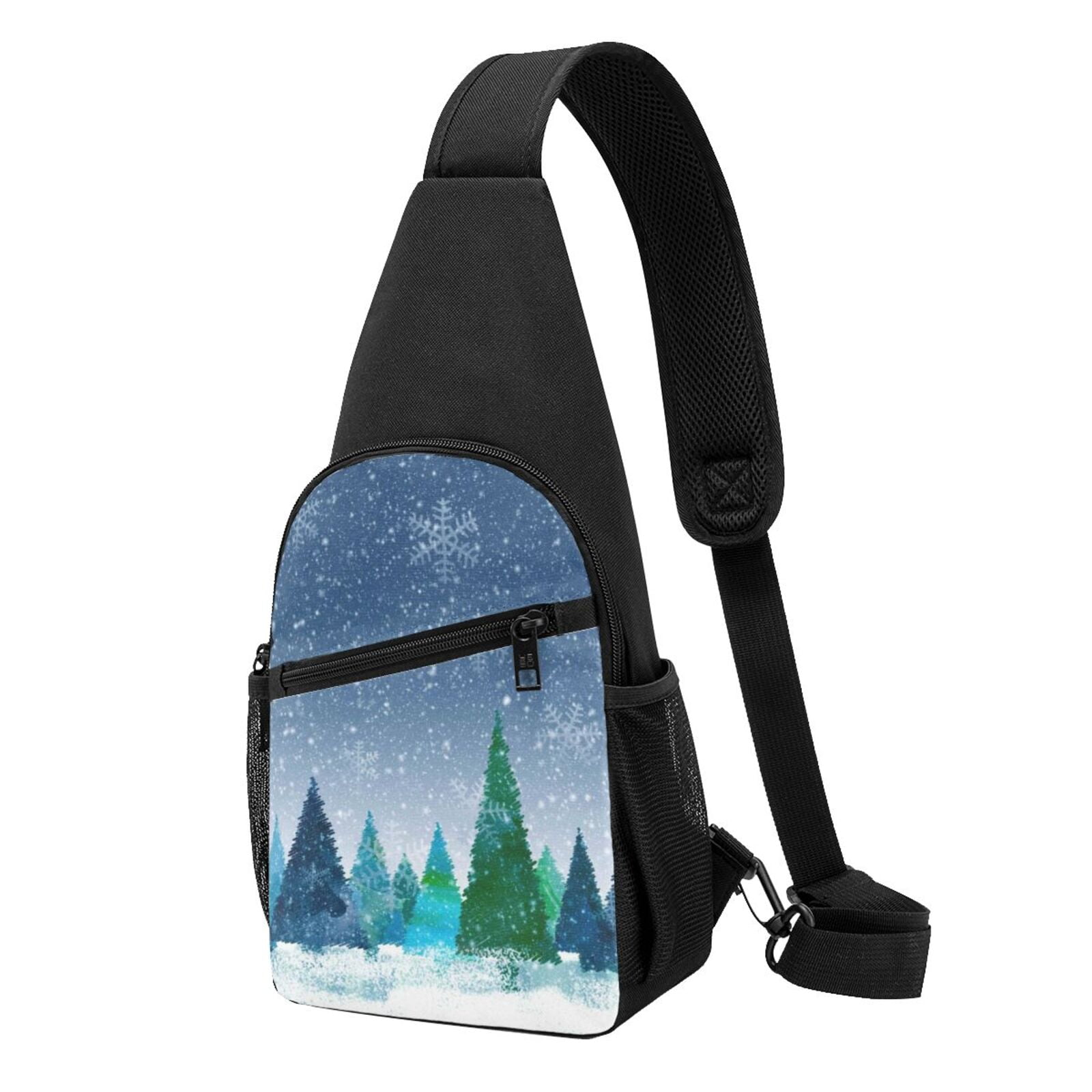 Xecao's Christmas Trees Print Sling Bag: A Versatile Chest, Shoulder, and Crossbody Backpack for Casual Days Out, Perfect for Both Men and Women