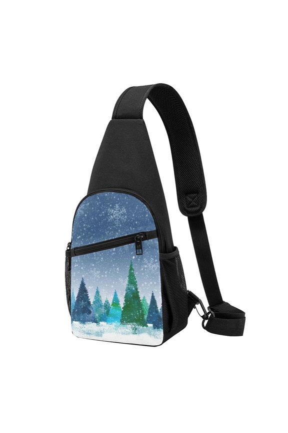 's Christmas Trees Print Sling Bag: A Versatile Chest, Shoulder, and Crossbody Backpack for Casual Days Out, Perfect for Both Men and Women