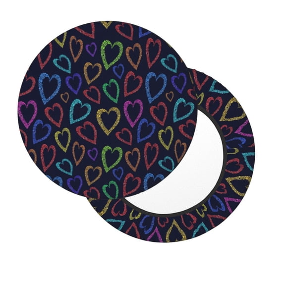 Xecao's Colored Hearts Print Stool Covers offer stylish, washable protection for PU round bar stools, perfect for home or commercial use.