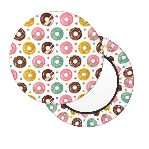 Xecao's Colorful Donuts Print Stool Covers offer stylish, washable protection for PU round bar stools, perfect for home or commercial use.