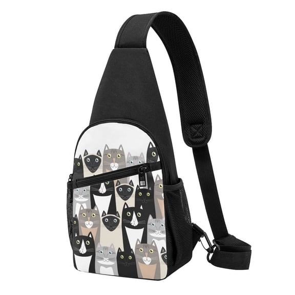 Xecao's Colors Cats Print Sling Bag: A Versatile Chest, Shoulder, and Crossbody Backpack for Casual Days Out, Perfect for Both Men and Women