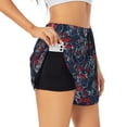 thumbnail image 1 of Xecao's Cool Red Off-Road Vehicle for a double-layer running short for women, perfect for gym, tennis, and more, featuring a convenient pocket., 1 of 9