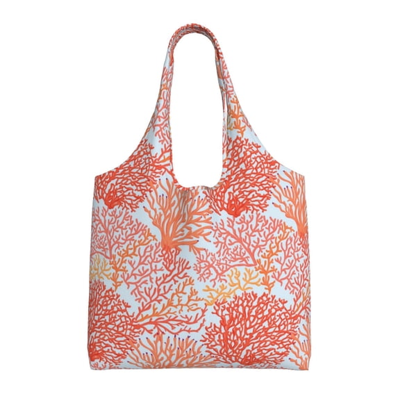 Xecao's Corals Canvas Tote Bag is a versatile choice for women, serving as a stylish beach bag, shopping bag,and reusable grocery bag.