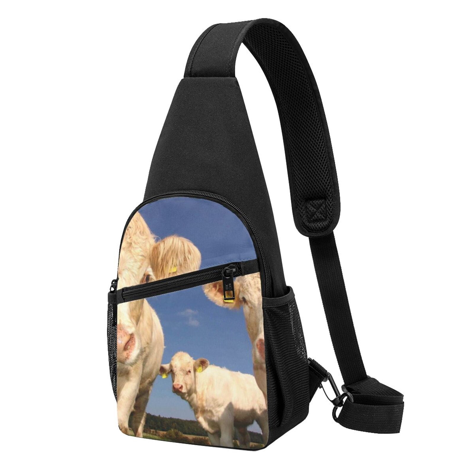 Xecao's Cows Cattles Print Sling Bag: A Versatile Chest, Shoulder, and Crossbody Backpack for Casual Days Out, Perfect for Both Men and Women
