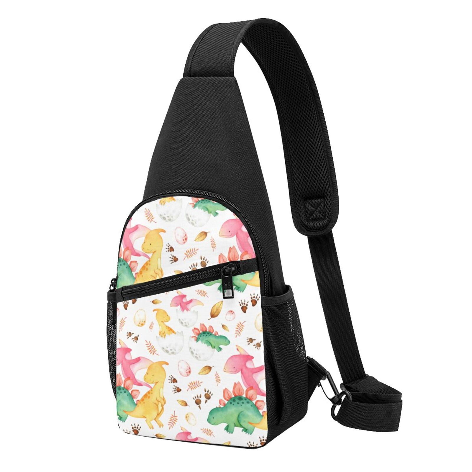 Xecao's Cute Baby Dinosaurs Print Sling Bag: A Versatile Chest, Shoulder, and Crossbody Backpack for Casual Days Out, Perfect for Both Men and Women