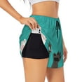thumbnail image 1 of Xecao's Cute Cat Paw And Dog for a double-layer running short for women, perfect for gym, tennis, and more, featuring a convenient pocket., 1 of 9