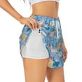 thumbnail image 1 of Xecao's Cute Chickens and Flowers for a double-layer running short for women, perfect for gym, tennis, and more, featuring a convenient pocket., 1 of 9