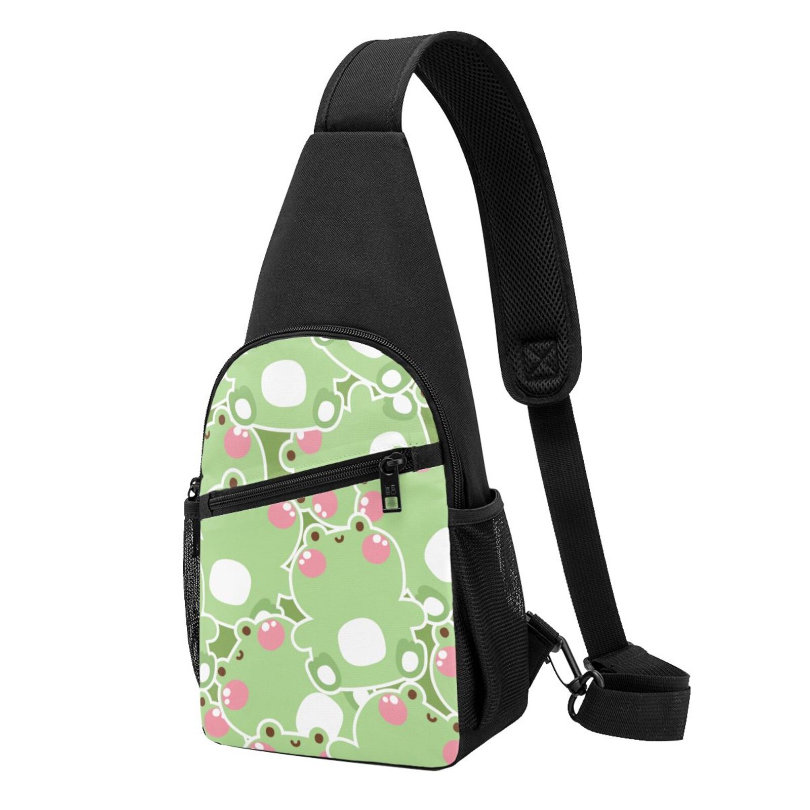 Xecao's Cute Frog2 Print Sling Bag: A Versatile Chest, Shoulder, and Crossbody Backpack for Casual Days Out, Perfect for Both Men and Women