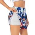 thumbnail image 1 of Xecao's Cute Gnomes in USA for a double-layer running short for women, perfect for gym, tennis, and more, featuring a convenient pocket., 1 of 9