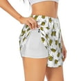 thumbnail image 1 of Xecao's Cute Little Bee for a double-layer running short for women, perfect for gym, tennis, and more, featuring a convenient pocket., 1 of 9