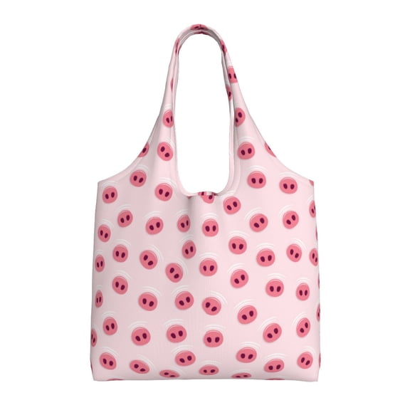 Xecao's Cute Pig Nose Canvas Tote Bag is a versatile choice for women, serving as a stylish beach bag, shopping bag,and reusable grocery bag.