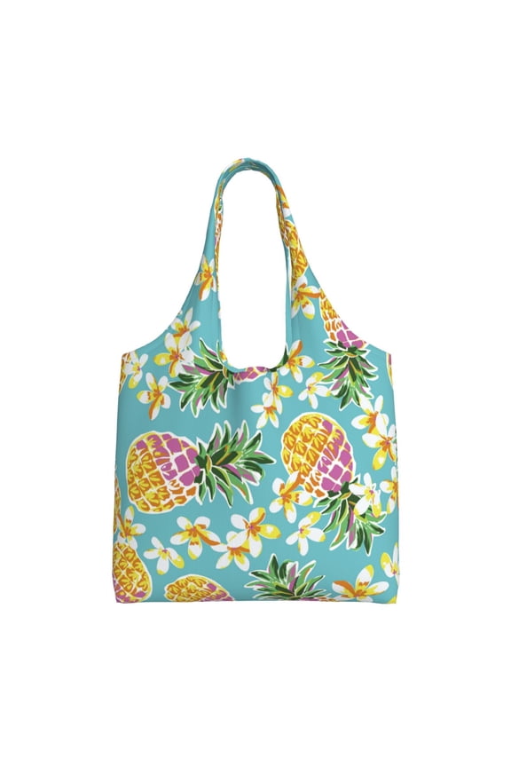 's Cute Pineapples Canvas Tote Bag is a versatile choice for women, serving as a stylish beach bag, shopping bag,and reusable grocery bag.