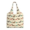 thumbnail image 1 of Xecao's Dachshund Dog Canvas Tote Bag is a versatile choice for women, serving as a stylish beach bag, shopping bag,and reusable grocery bag., 1 of 5