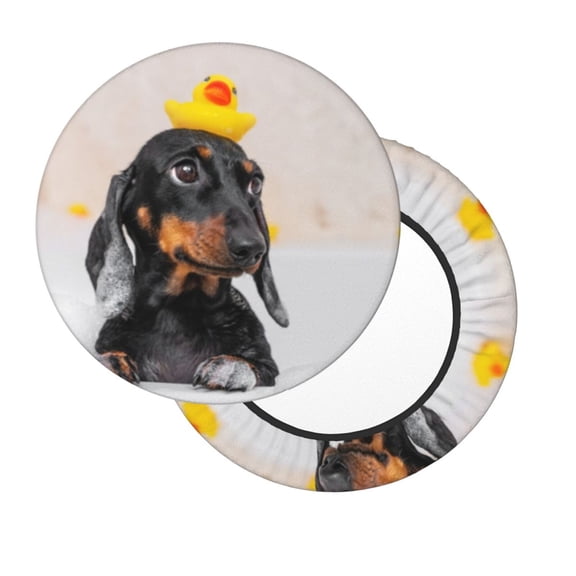 Xecao's Dachshund Sitting in Bathtub Print Stool Covers offer stylish, washable protection for PU round bar stools, perfect for home or commercial use.