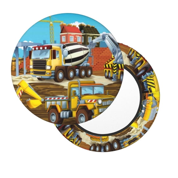 Xecao's Different Construction Site Vehicles Print Stool Covers offer stylish, washable protection for PU round bar stools, perfect for home or commercial use.