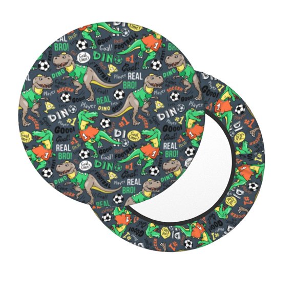 Xecao's Dinosaur Plays Soccer Print Stool Covers offer stylish, washable protection for PU round bar stools, perfect for home or commercial use.