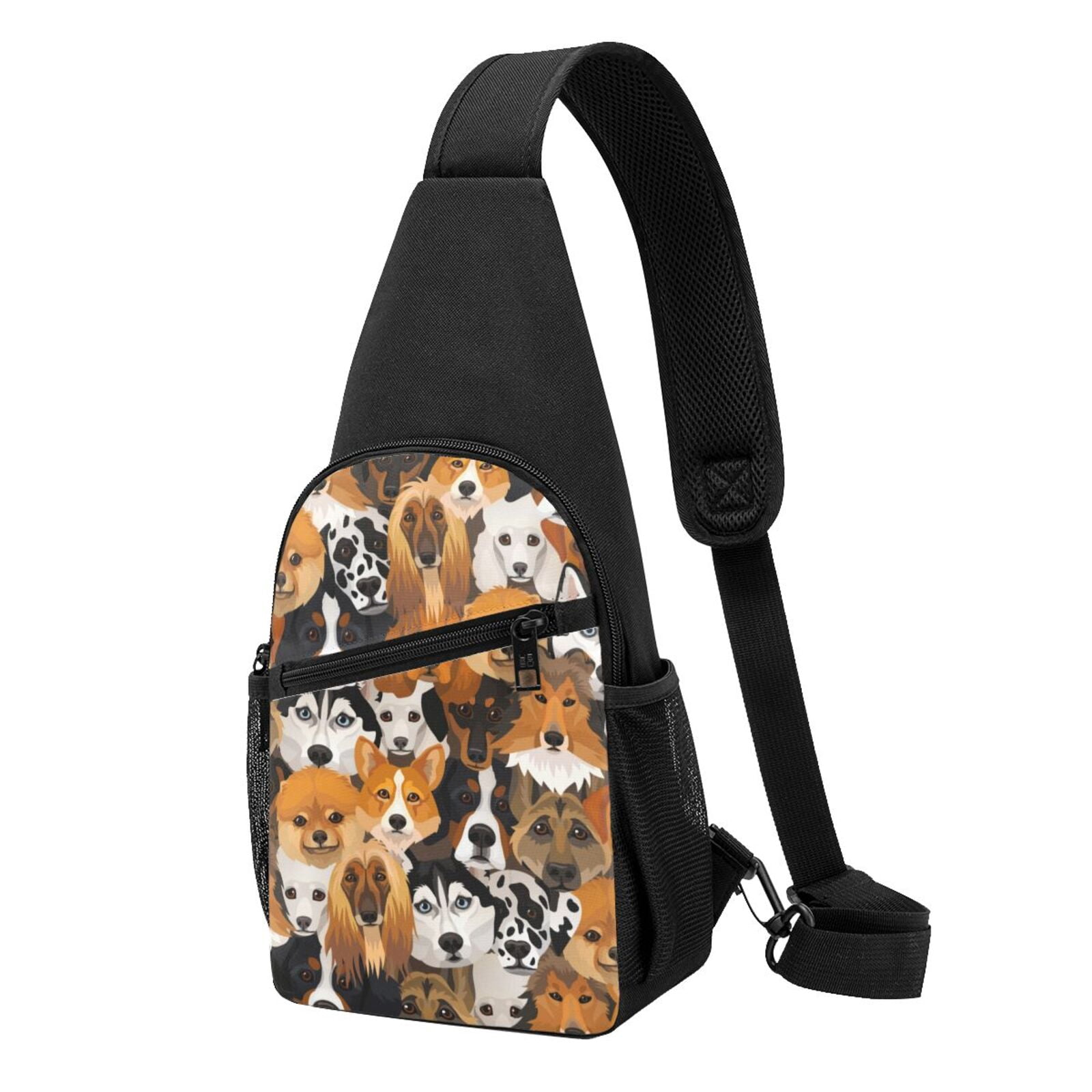 Xecao's Dogs Different Breeds Print Sling Bag: A Versatile Chest, Shoulder, and Crossbody Backpack for Casual Days Out, Perfect for Both Men and Women