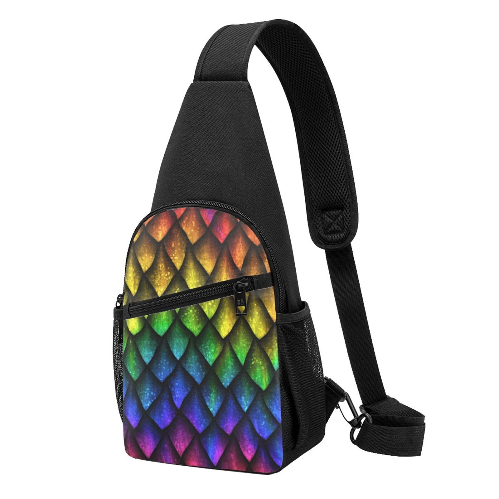 Xecao's Dragon Scales Print Sling Bag: A Versatile Chest, Shoulder, and Crossbody Backpack for Casual Days Out, Perfect for Both Men and Women