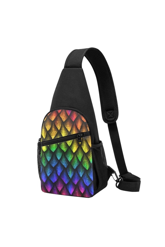 's Dragon Scales Print Sling Bag: A Versatile Chest, Shoulder, and Crossbody Backpack for Casual Days Out, Perfect for Both Men and Women