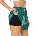 thumbnail image 1 of Xecao's ECG Wave for a double-layer running short for women, perfect for gym, tennis, and more, featuring a convenient pocket., 1 of 9
