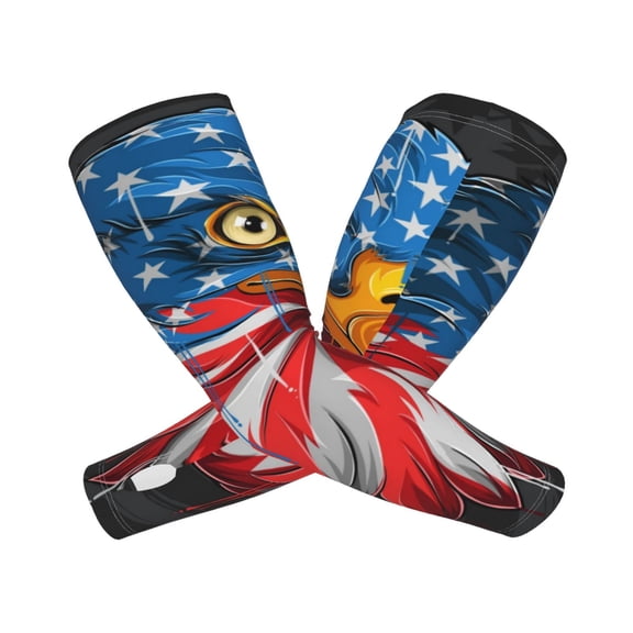 Xecao's Eagle Head With American Flag print Arm Sleeves offer cooling UV protection and sports compression for both men and women.