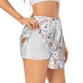 thumbnail image 1 of Xecao's Fall Rabbit for a double-layer running short for women, perfect for gym, tennis, and more, featuring a convenient pocket., 1 of 9