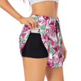 thumbnail image 1 of Xecao's Flamingo for a double-layer running short for women, perfect for gym, tennis, and more, featuring a convenient pocket., 1 of 9