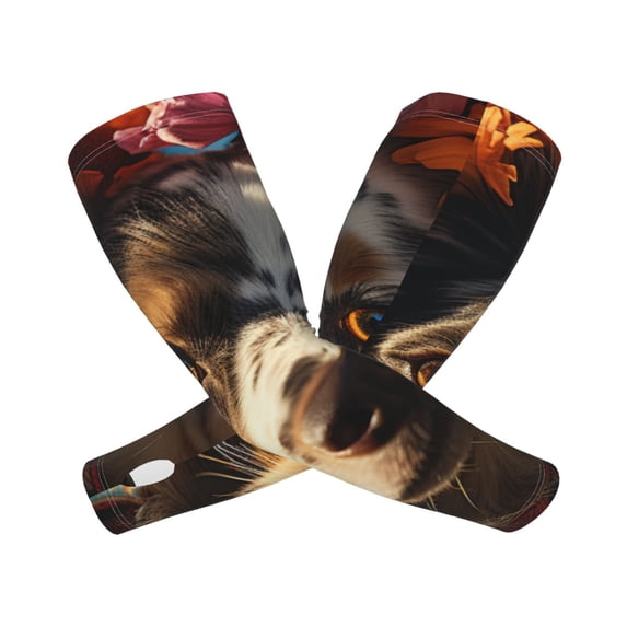 Xecao's Flower Crown Dog print Arm Sleeves offer cooling UV protection and sports compression for both men and women.