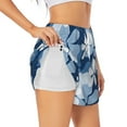 thumbnail image 1 of Xecao's Flower for a double-layer running short for women, perfect for gym, tennis, and more, featuring a convenient pocket., 1 of 9