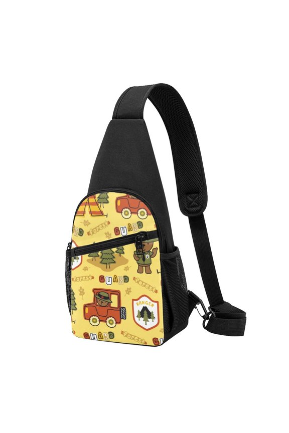 's Forest Guard Print Sling Bag: A Versatile Chest, Shoulder, and Crossbody Backpack for Casual Days Out, Perfect for Both Men and Women