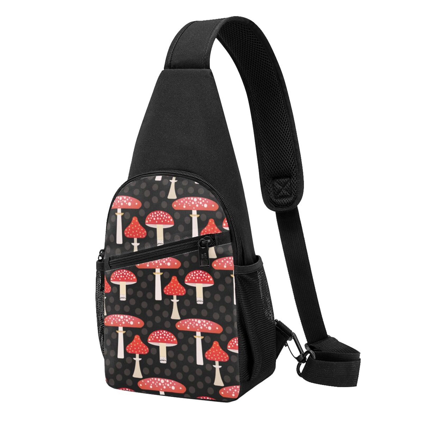 Xecao's Forest Mushrooms Print Sling Bag: A Versatile Chest, Shoulder, and Crossbody Backpack for Casual Days Out, Perfect for Both Men and Women