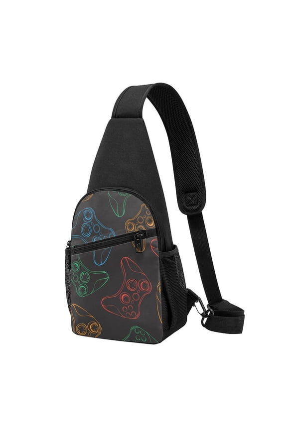 's Gamepad Joystick Game Print Sling Bag: A Versatile Chest, Shoulder, and Crossbody Backpack for Casual Days Out, Perfect for Both Men and Women