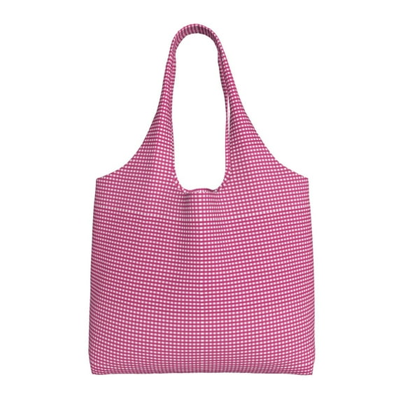 Xecao's Gingham Canvas Tote Bag is a versatile choice for women, serving as a stylish beach bag, shopping bag,and reusable grocery bag.