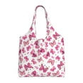 thumbnail image 1 of Xecao's Girl Butterfly Canvas Tote Bag is a versatile choice for women, serving as a stylish beach bag, shopping bag,and reusable grocery bag., 1 of 5