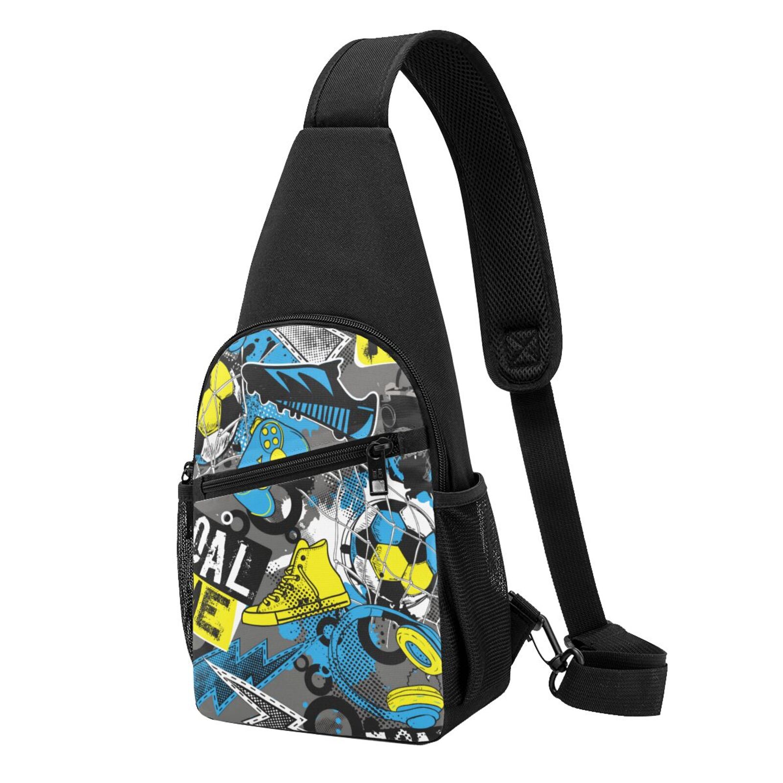 Xecao's Goal Time Print Sling Bag: A Versatile Chest, Shoulder, and Crossbody Backpack for Casual Days Out, Perfect for Both Men and Women
