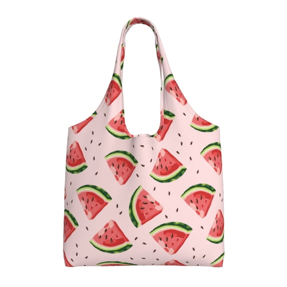 Xecao's Hand Drawn Watermelon Canvas Tote Bag is a versatile choice for women, serving as a stylish beach bag, shopping bag,and reusable grocery bag.
