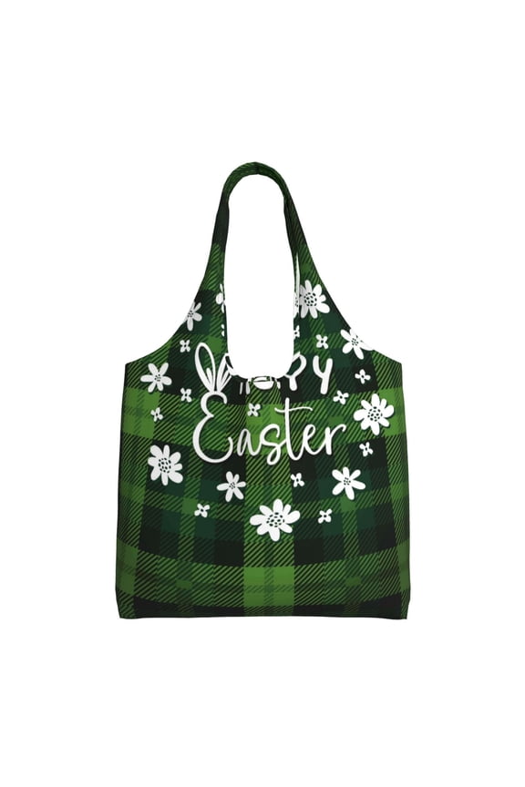 's Happy Easter Canvas Tote Bag is a versatile choice for women, serving as a stylish beach bag, shopping bag,and reusable grocery bag.