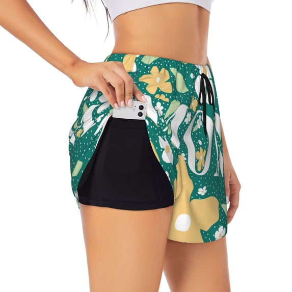 Xecao's Happy Mother's Day1 for a double-layer running short for women, perfect for gym, tennis, and more, featuring a convenient pocket.