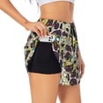 thumbnail image 1 of Xecao's Happy Skeleton for a double-layer running short for women, perfect for gym, tennis, and more, featuring a convenient pocket., 1 of 9
