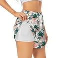 thumbnail image 1 of Xecao's Hawaii Palms for a double-layer running short for women, perfect for gym, tennis, and more, featuring a convenient pocket., 1 of 9