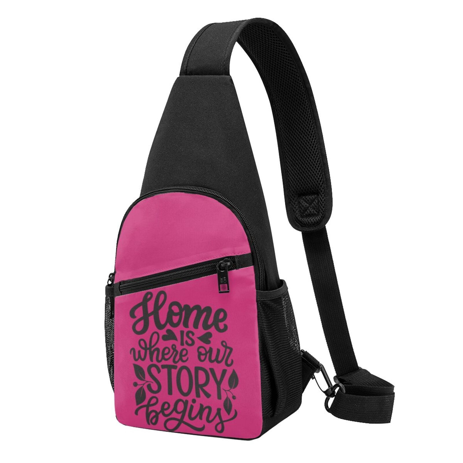 Xecao's Home is Where Our Story Begins Print Sling Bag: A Versatile Chest, Shoulder, and Crossbody Backpack for Casual Days Out, Perfect for Both Men and Women