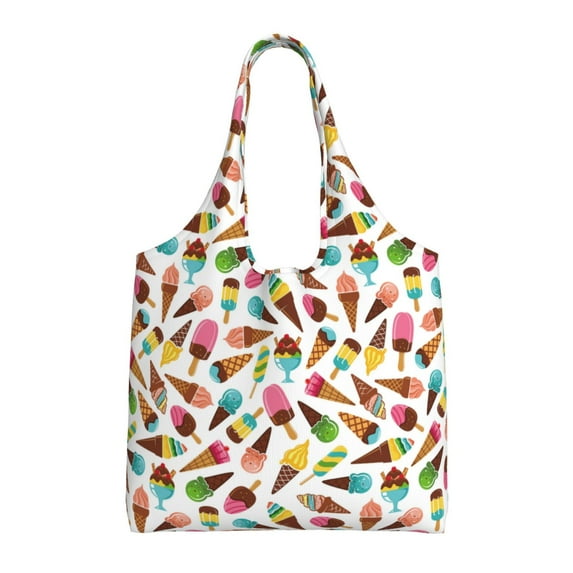 Xecao's Ice Cream Popsicles Canvas Tote Bag is a versatile choice for women, serving as a stylish beach bag, shopping bag,and reusable grocery bag.