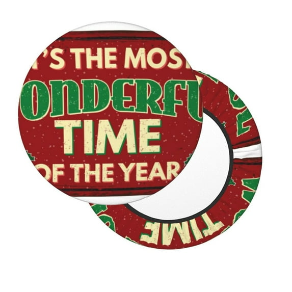 Xecao's It's The Most Wonderful Time Of The Year Print Stool Covers offer stylish, washable protection for PU round bar stools, perfect for home or commercial use.