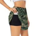 thumbnail image 1 of Xecao's Jungle Green Camo USA Flag for a double-layer running short for women, perfect for gym, tennis, and more, featuring a convenient pocket., 1 of 9