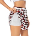 thumbnail image 1 of Xecao's Ladybugs on Black and White Striped1 for a double-layer running short for women, perfect for gym, tennis, and more, featuring a convenient pocket., 1 of 1