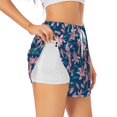 thumbnail image 1 of Xecao's Lilies Flowers for a double-layer running short for women, perfect for gym, tennis, and more, featuring a convenient pocket., 1 of 9